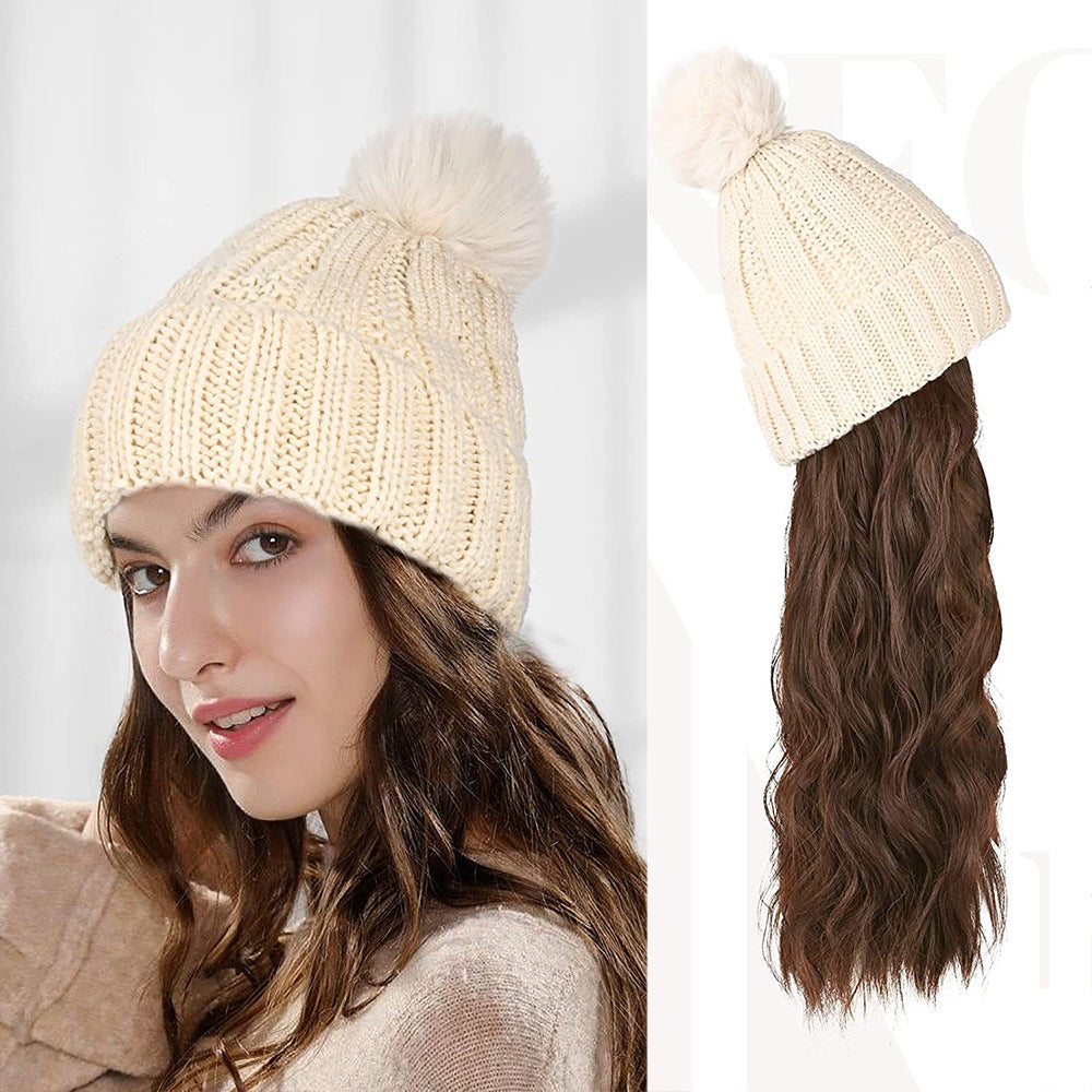 🎁Best Gift - New Warm Detachable One Piece Wig Hat 🎁