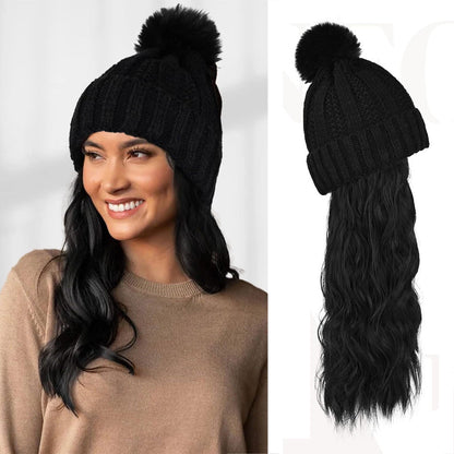🎁Best Gift - New Warm Detachable One Piece Wig Hat 🎁