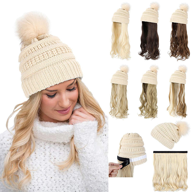 🎁Best Gift - New Warm Detachable One Piece Wig Hat 🎁