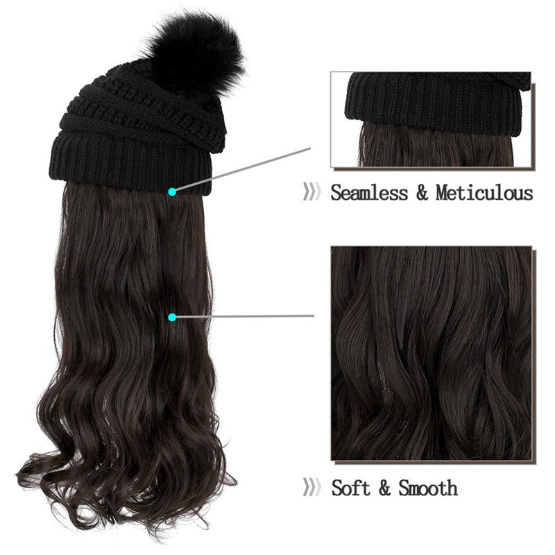 🎁Best Gift - New Warm Detachable One Piece Wig Hat 🎁