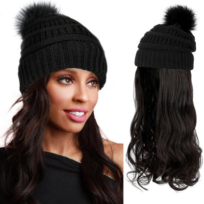 🎁Best Gift - New Warm Detachable One Piece Wig Hat 🎁