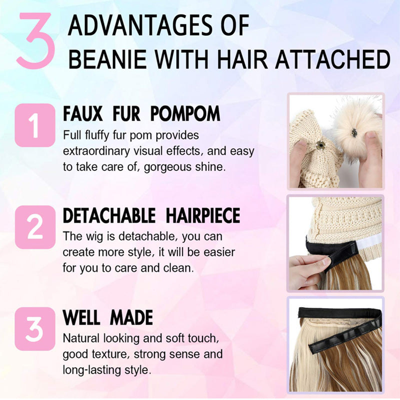 🎁Best Gift - New Warm Detachable One Piece Wig Hat 🎁