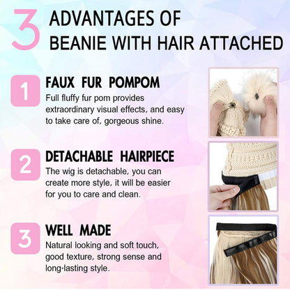 🎁Best Gift - New Warm Detachable One Piece Wig Hat 🎁